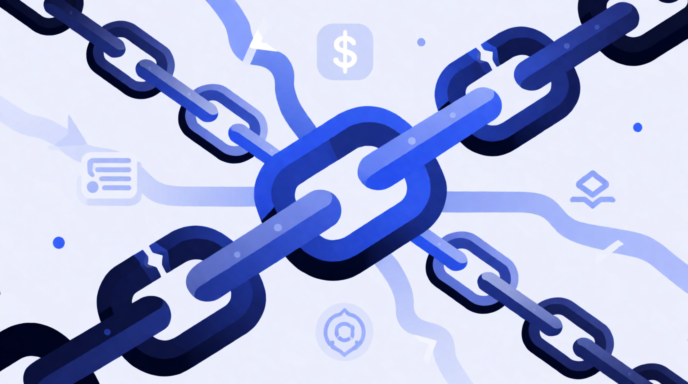 Keplr Wallet brand illustration showing a central hub connecting various blockchain networks in space, with staking and governance elements.